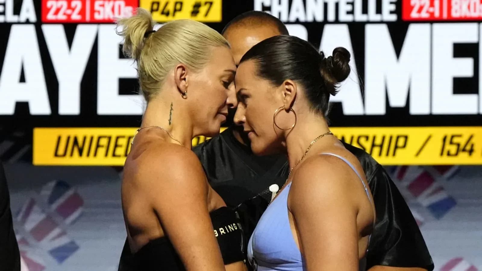 Temperatures rise as Mikaela Mayer and Chantelle Cameron weigh in